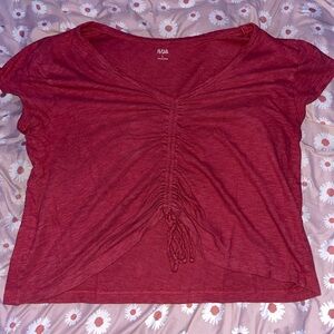 A.n.a scrunched burgundy/red t-shirt